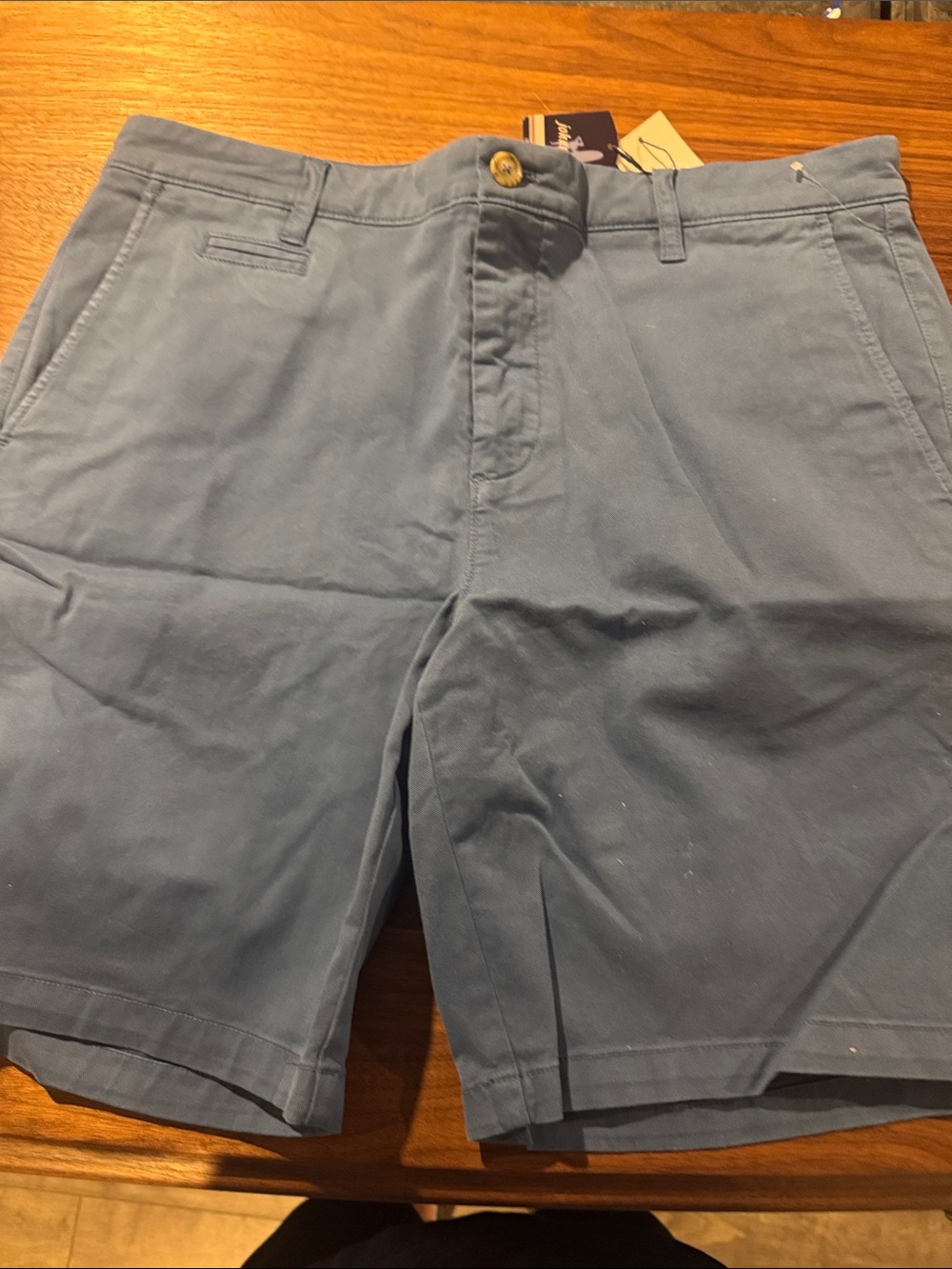 johnnie-O Slate Blue Flat Front Cotton Shorts | Waist 34